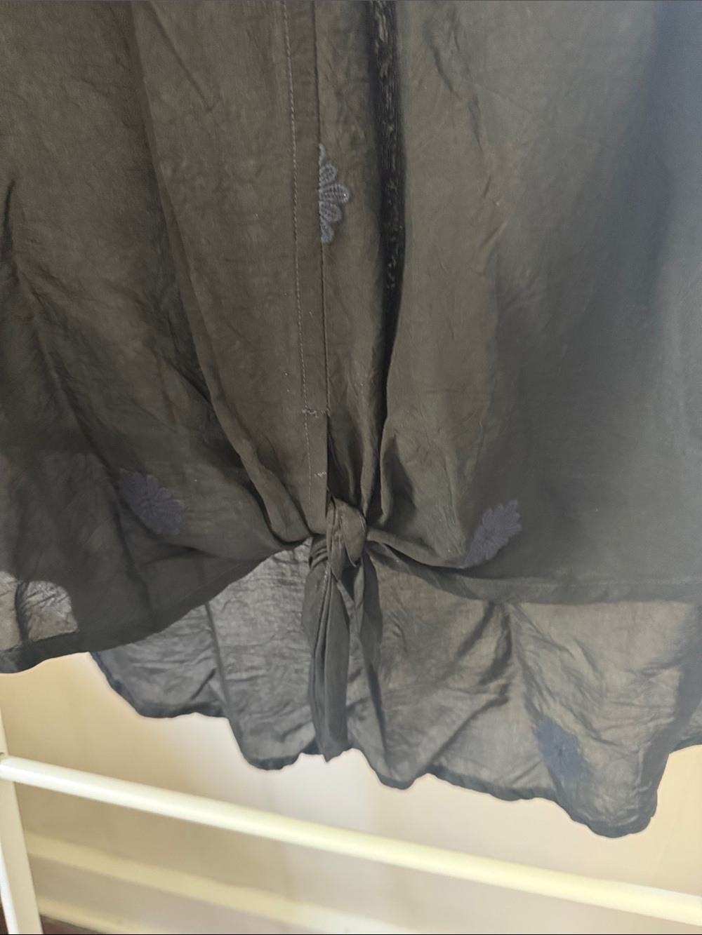 Johnny Was Black Lace Appliqué Sheer Blouse - Picture 2 of 6